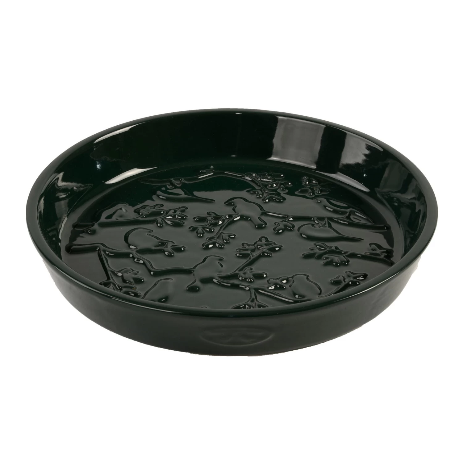 Vogeltränke Mit Keramik-Relief, Grün, Ca. Ø 28 X 5 Cm