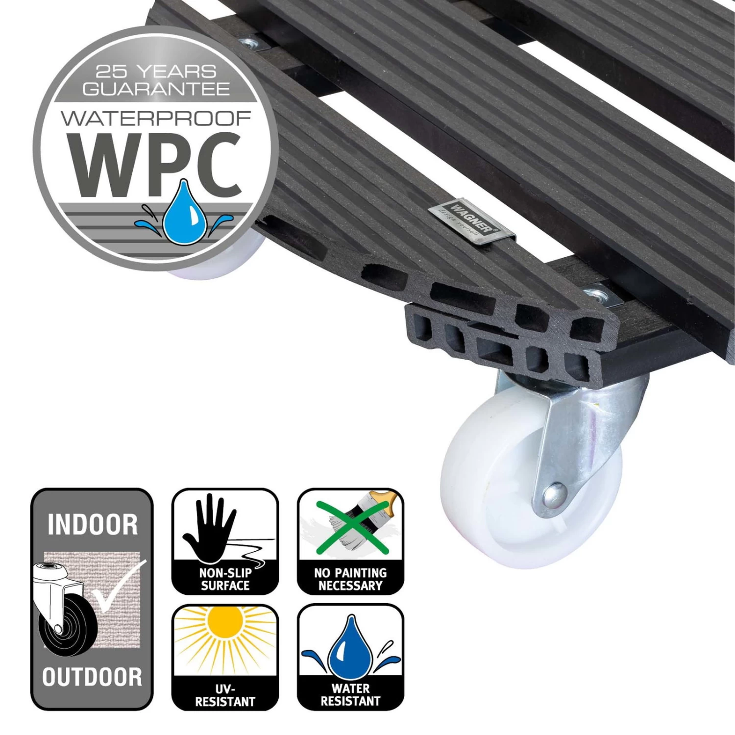 Multi Roller WPC, 120 Kg Tragkraft, Ca. 50 X 50 X 11 Cm – Bild 3