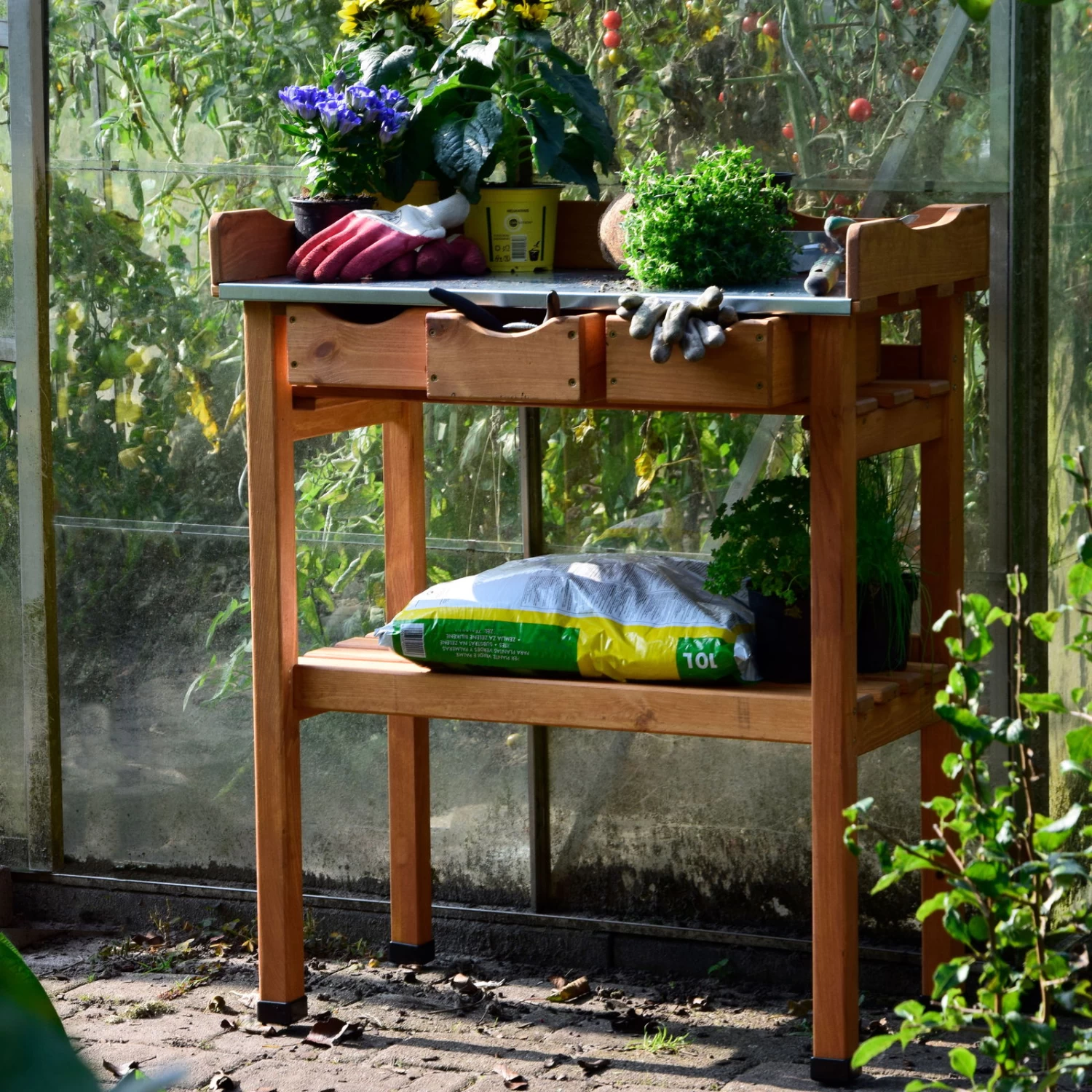 Pflanztisch, Natur, Kiefernholz, 78 X 38 X H91 Cm – Bild 5