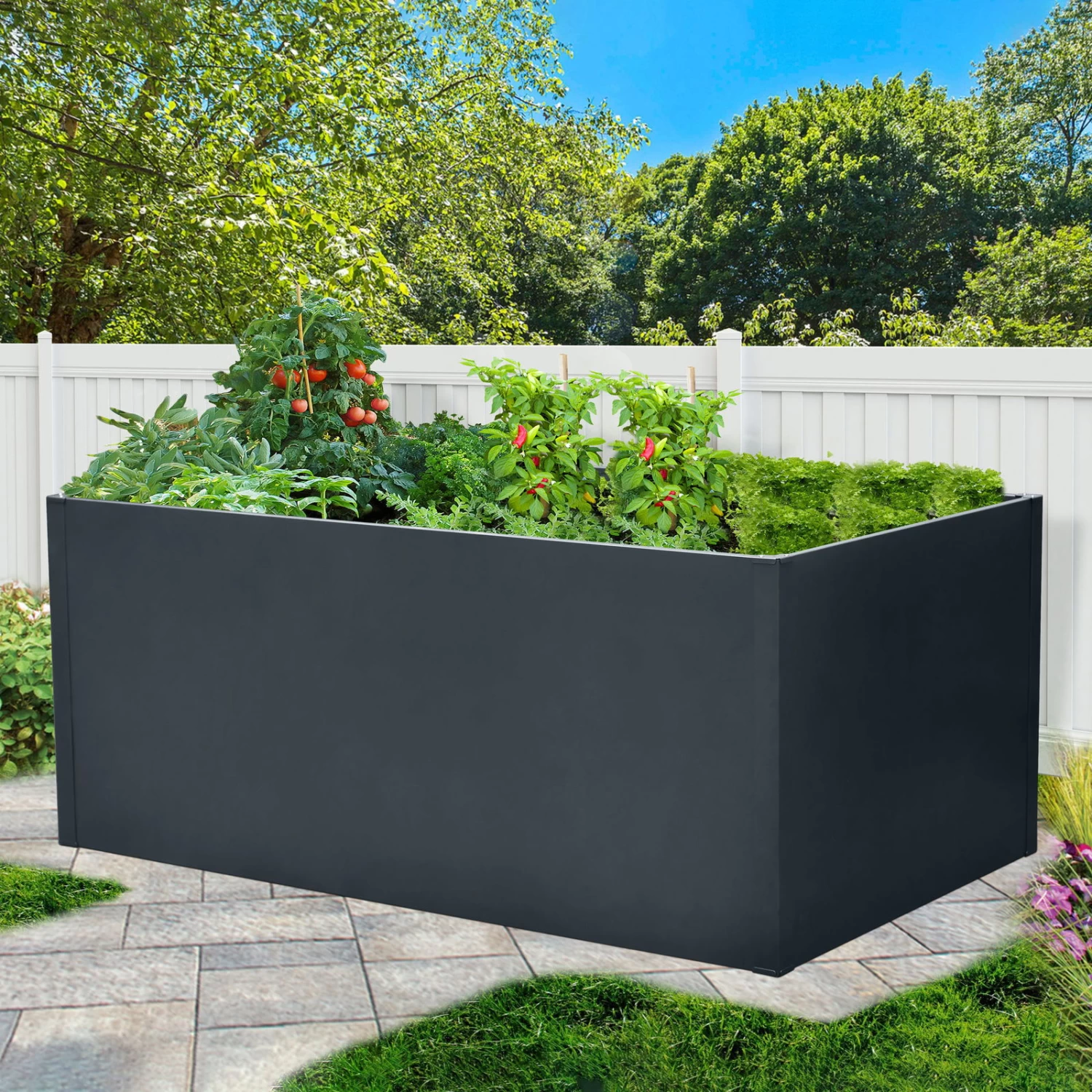 Hochbeet Mit Doppelwand, Anthrazit – Bild 3