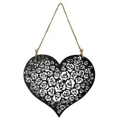 Eisen-Herz, Schwarz-matt, 30 X 27 Cm + 23,5 Cm Hänger