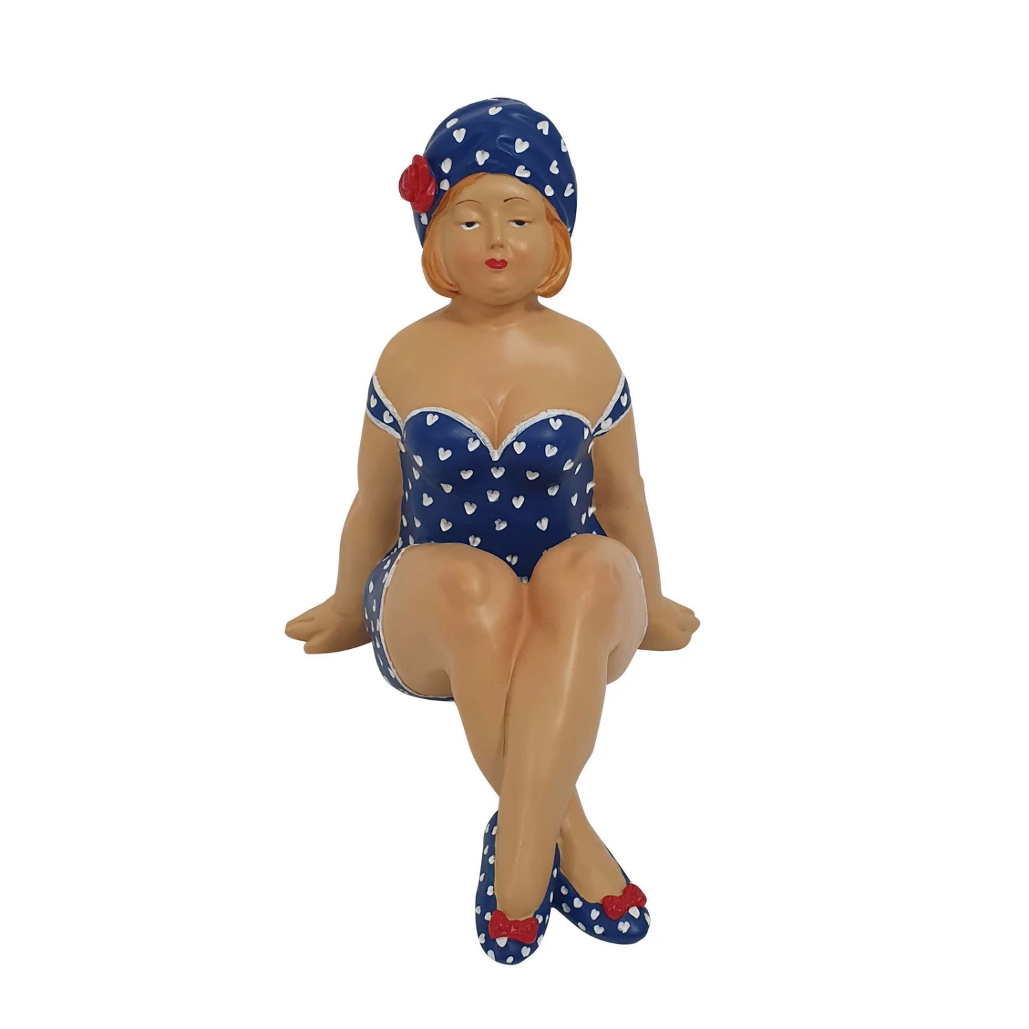 Dekofigur Badende Frau Sitzend, Blau/weiß, 18 X 14 X 19 Cm