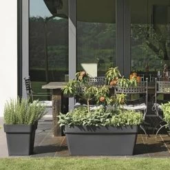 Euro 3 Plast Pflanzkübel "Mitu Pac Quadro" Anthrazit, 40 Cm, Erdvol. 41 L