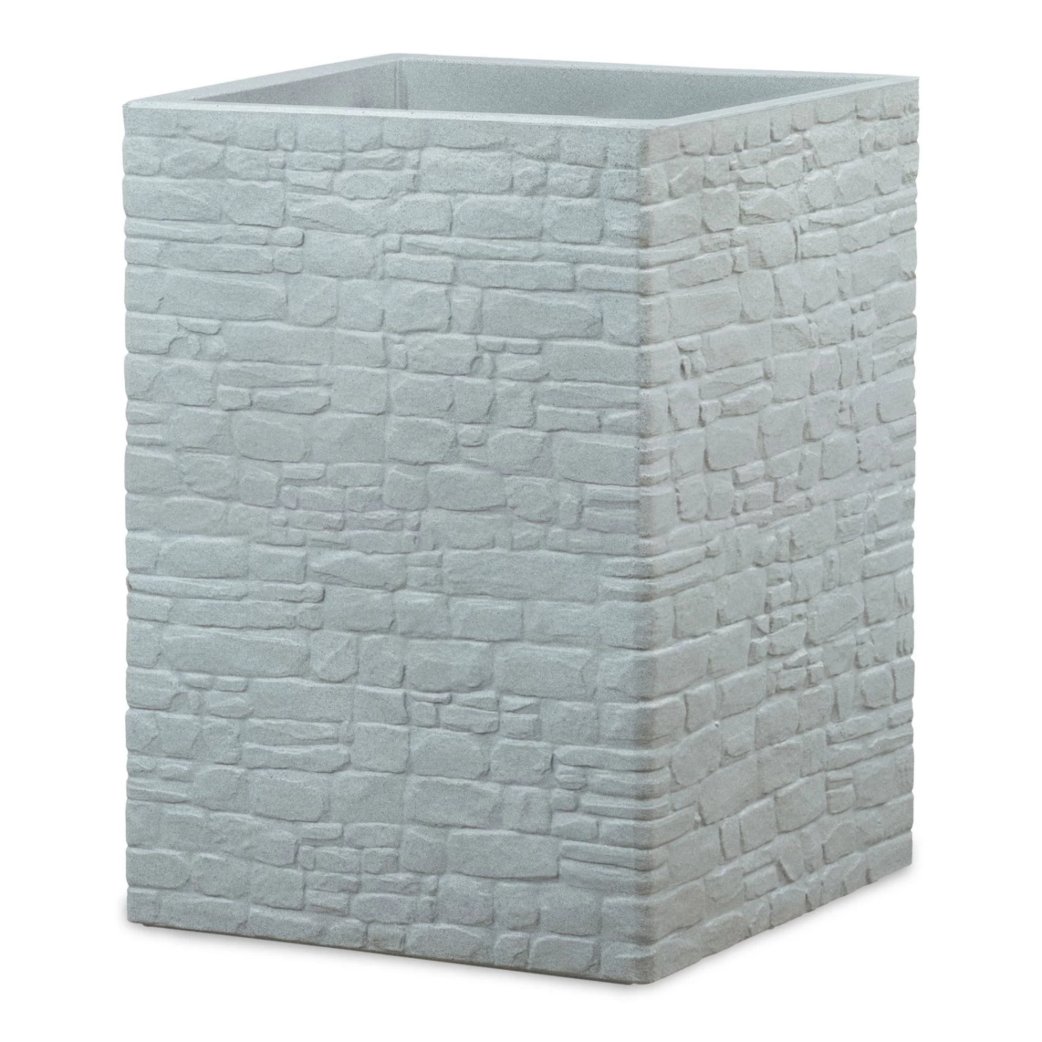 Pflanzgefäß 'Muretto High', Eckig, Stein, Grau, Kunststoff