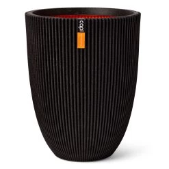Pflanzvase 'Groove', Schwarz, Ø 34 X H 46 Cm