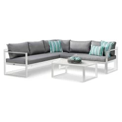 Best Loungeset "Rhodos" 3tlg. Weiß, Modernes Design, Komfortabel, Groß