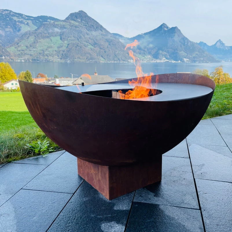 Feuerstelle 'Wave', Rost, Edelstahl, Ca. 100 X 55 X 100 Cm