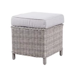 Hocker "Heidelberg", Ca. 40 X 40 X H 45 Cm, Stone Grey, Rattanbaun