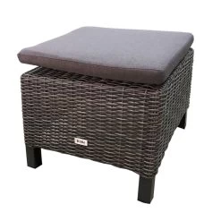 Hocker 'Bremen', Polyrattan, Dunkelgrau/braun, 42 X 50 X 54 Cm